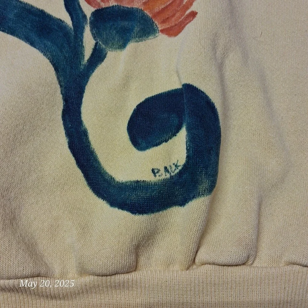 VTG Ultra Sweats Pannill Flower Painted‎ Sweatshirt Yellow Adult Size Large